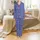 Men's Indigo Periwinkle Geometric Striped Turkish Cotton Loungewear Pajama Set Satin Pajamas Set - 2