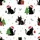 Women's Whimsical Black Cat Christmas Sleep Set: Santa Hat & Lights Polyester Spandex Loungewear Satin Pajamas Set - 4