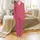 Women's Erica Linen Sleep Set: Fuchsia Organic Botanical Pattern with Mustard & Rose Accents Satin Pajamas Set - 2