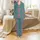 Women's Fuchsia Teal Botanical Damask Lotus Lily Pattern 22 Momme Mulberry Silk Pajama Set Satin Pajamas Set - 2