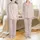 Ladies' Personalised Delicate Black Floral Vine & Initial Pattern Soft Pink Long Sleeve Jersey Sleepwear Set Satin Pajamas Set - 1