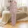 Personalized Hubby & Wifey Matching Pajama Set: Est. 2024 Floral Plaid Navy Pinks Satin Pajamas Set - 2