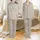 Women's Elegant Champagne Beige White Calligraphic Script Rose Peony Outline Pattern Satin Pajamas Set - 1