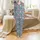 Festive Fans' Whimsical Jolly Geese Ducks Santa Hats Ice Skating Dusty Blue Christmas Pattern Satin Pajamas Set - 2