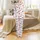 Cat Lovers' Playful Grey Black White Cat Faces Pink Tongues Red Pink Heart Pattern Satin Pajamas Set - 2