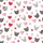 Cat Lovers' Playful Grey Black White Cat Faces Pink Tongues Red Pink Heart Pattern Satin Pajamas Set - 4