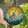 Nature Lovers' Stained Glass Wolf Mountain Sunrise Tiffany Style Jewel Tones Design Stained Glass Suncatcher - 1