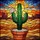 Desert Art Lovers' Stained Glass Saguaro Cactus Mosaic Vivid Green Terracotta Jewel Tone Design Stained Glass Suncatcher - 7