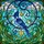 Art Lovers' Tiffany Style Deep Blue Sky Blue Crested Bird Stained Glass Mosaic Scrollwork Stained Glass Suncatcher - 7