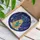 Whimsical Space Cat Lovers' Blue Teal UFO Cat Stained Glass Cosmic Night Sky Mosaic Stained Glass Suncatcher - PWP1YDCYBA