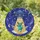 Whimsical Space Cat Lovers' Blue Teal UFO Cat Stained Glass Cosmic Night Sky Mosaic Stained Glass Suncatcher - 1