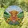 Countryside Charm Lover's Orange Gold Highland Cow Stained Glass Golden Sunflowers Lavender Hills Mosaic Stained Glass Suncatcher - 1