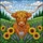 Countryside Charm Lover's Orange Gold Highland Cow Stained Glass Golden Sunflowers Lavender Hills Mosaic Stained Glass Suncatcher - 5