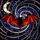 Fantasy Art Lovers' Glowing Stained Glass Bat Black Red Orange Cream Moonlit Celestial Mosaic Stained Glass Suncatcher - 5