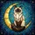 Cat Lovers' Tiffany Style Cream Feline Golden Moon Teal Celestial Stained Glass Art Stained Glass Suncatcher - 5