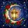 Celestial Art Lovers' Glowing Tiffany Stained Glass Lantern Moon Berries Poinsettia Jewel Tone Night Sky Stained Glass Suncatcher - 5