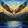 Wildlife Art Enthusiasts' Exquisite Tiffany Stained Glass Osprey, Jewel-Toned Mountain Lake Pine Forest Golden Sky Stained Glass Suncatcher - 5