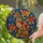 Feline Art Enthusiasts' Tiffany Stained Glass Cat Floral Rose Mosaic Indigo Teal Jewel Tones Stained Glass Suncatcher - 2