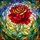 Floral Art Lovers' Tiffany Stained Glass Peony Rose Crimson Emerald Gold Mosaic Stained Glass Suncatcher - 5
