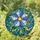 Art Lovers' Detailed Stained Glass Floral Mosaic Blue Petals Golden Center Intricate Patterns Stained Glass Suncatcher - 1