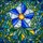 Art Lovers' Detailed Stained Glass Floral Mosaic Blue Petals Golden Center Intricate Patterns Stained Glass Suncatcher - 5