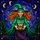 Fantasy Lovers' Stained Glass Art Grinning Witch Cauldron Vibrant Green Orange-Red Jewel Tones Night Sky Mosaic Stained Glass Suncatcher - 5