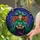 Fantasy Lovers' Stained Glass Art Grinning Witch Cauldron Vibrant Green Orange-Red Jewel Tones Night Sky Mosaic Stained Glass Suncatcher - 2