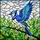 Nature Lovers' Jewel Tone Stained Glass Blue Jay Emerald Leaves Swirling Sky Mosaic Stained Glass Suncatcher - 5
