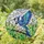 Nature Lovers' Jewel Tone Stained Glass Blue Jay Emerald Leaves Swirling Sky Mosaic Stained Glass Suncatcher - 1