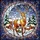 Nature Lovers' Elegant Tiffany Stained Glass Majestic Deer Winter Village Amber Red Blue Mosaic Stained Glass Suncatcher - 5