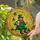 St. Patrick's Day Celebrators Jovial Leprechaun Moon Shamrocks Stained Glass Art, Emerald Gold Amber Jewel Tones Stained Glass Suncatcher - 2