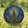 Holiday Celebrators' Tiffany Stained Glass Christmas Tree Ornaments Deep Blue Gold Ruby Celestial Mosaic Stained Glass Suncatcher - 1