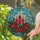 Holiday Art Aficionados' Tiffany Style Stained Glass Red Candles Poinsettia Holly Pattern Stained Glass Suncatcher - 2
