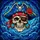Fantasy Art Collectors' Tiffany Style Stained Glass Pirate Skull Deep Blue Red Gold Jewel Tone Mosaic Stained Glass Suncatcher - 5