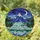 Nature Enthusiast's Intricate Tiffany Stained Glass Mountainscape Crescent Moon Deep Blue Aqua Mosaic Stained Glass Suncatcher - Ew6b8UsNgy