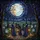Fantasy Art Lovers' Stained Glass Nocturnal Cemetery Journey, Jewel Tone Midnight Blue Orange Gothic Art Stained Glass Suncatcher - 5