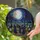 Fantasy Art Lovers' Stained Glass Nocturnal Cemetery Journey, Jewel Tone Midnight Blue Orange Gothic Art Stained Glass Suncatcher - 2