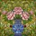 Floral Art Lovers' Vibrant Stained Glass Pink Peonies Blue Vase Garden Mosaic Stained Glass Suncatcher - 5