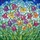 Art Lovers' Luminous Stained Glass Floral Mosaic with Jewel Tone Bellflowers & Abstract Swirls Stained Glass Suncatcher - 5