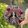 Art Aficionados' Stained Glass Evocative Woman Conical Hat Heart Balloons Deep Red White Mosaic Stained Glass Suncatcher - 2