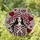 Art Aficionados' Stained Glass Evocative Woman Conical Hat Heart Balloons Deep Red White Mosaic Stained Glass Suncatcher - 1