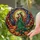 Fantasy Art Lovers' Tiffany Stained Glass Witch Emerald Gown Jack-o'-Lantern Autumn Magic Stained Glass Suncatcher - 2