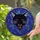 Dark Art Enthusiasts' Stained Glass Snarling Black Cat Red Eyes Indigo Blue Geometric Mosaic Pattern Stained Glass Suncatcher - 2