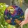 Halloween Enthusiasts' Vibrant Stained Glass Jack-O'-Lantern Haunted Village Orange Purple Jewel Tones Stained Glass Suncatcher - 2