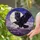 Mystical Art Lovers' Deep Purple Amber Stained Glass Raven Twilight Mosaic Stained Glass Suncatcher - 2