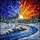 Nature Lovers' Majestic Wolf Stained Glass Art Starry Sunset Mosaic Jewel Tone Blues Oranges Stained Glass Suncatcher - 5