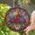 Art Lovers' Jewel Tone Tiffany Style Hydrangea Butterfly Floral Mosaic Stained Glass Suncatcher - 2