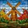 Art Lovers' Intricate Stained Glass Dutch Windmill Floral Mosaic Jewel Tones Stained Glass Suncatcher - 5