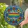 Art Lovers' High Contrast Stained Glass Rainbow Stripe Floral Wreath Jewel Tone Mosaic Stained Glass Suncatcher - NPMCACH6YB