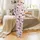 Cat Lovers' Whimsical Hand-Drawn Cartoon Cats Flat Pattern, Light Bubblegum Pink with Navy, Pale Peach, Light Blue-Grey Accents Satin Pajamas Set - 2